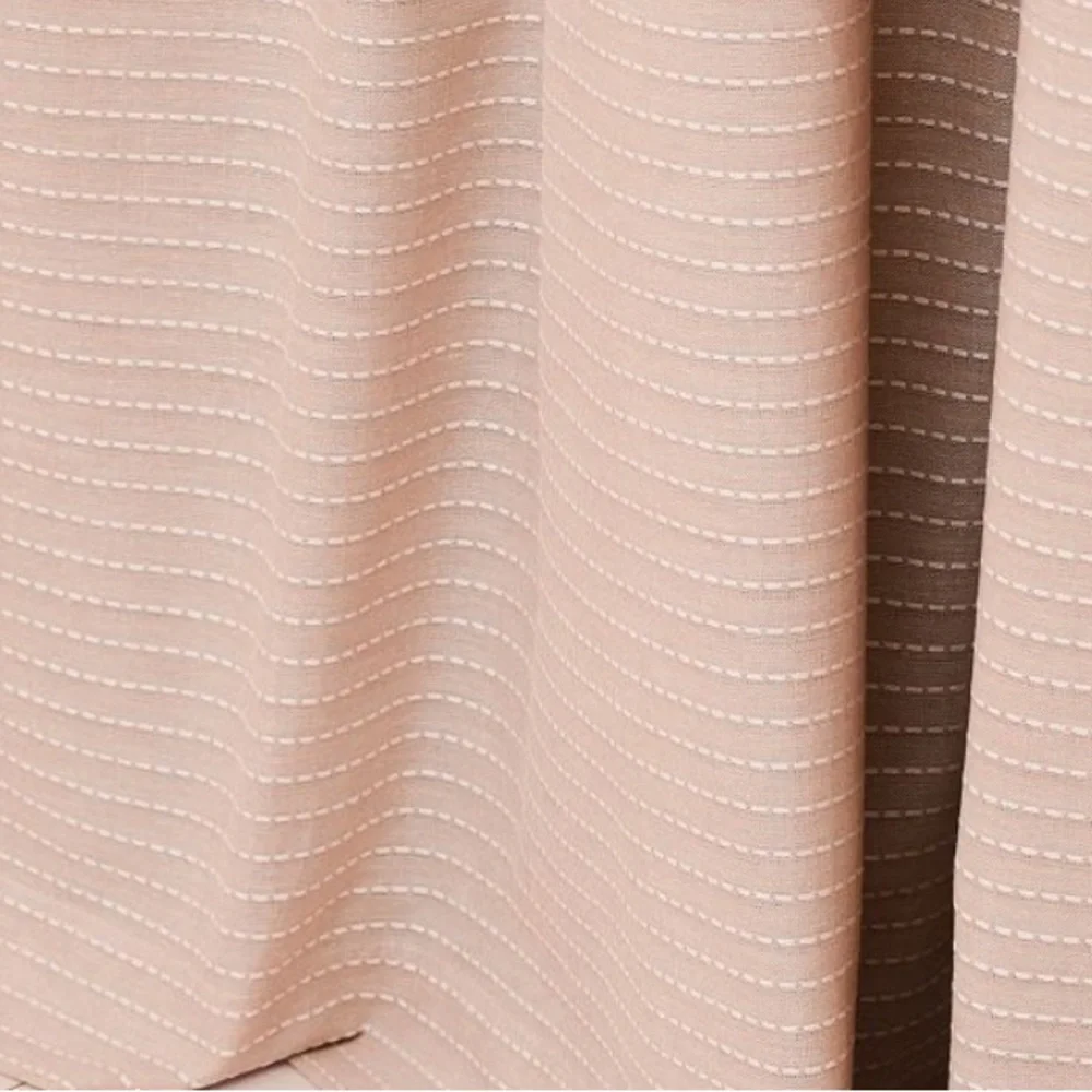 West Elm Chambray Tack Stripe Blackout Curtain in Pink 48x84